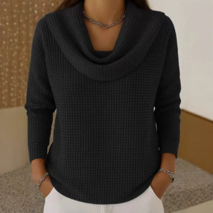 Zuri™ Suéter waffle suave con cuello elegante