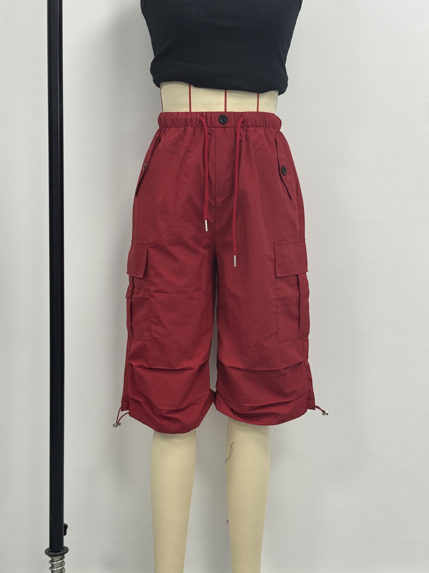 Mireille | Pantalones Capri Cargo de Secado Rápido para Mujer con Cintura Elástica y Cordón - Ligero y Elástico, Adecuado para - Pantalones de Exterior, Multi-Pantalones, Lavables a Máquina, Ajuste Suelto de Largo Medio para, Viajes, Vestimenta Casual