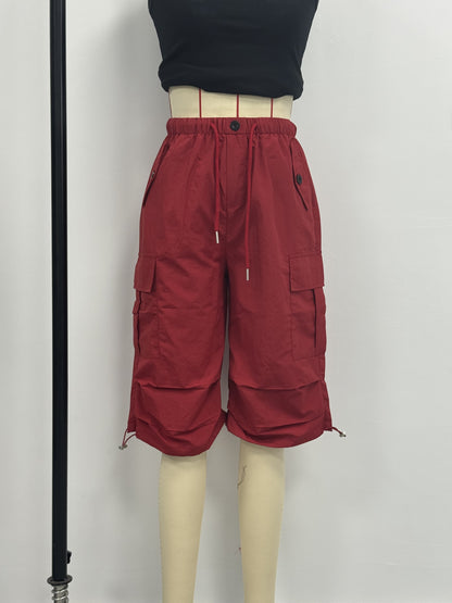 Mireille | Pantalones Capri Cargo de Secado Rápido para Mujer con Cintura Elástica y Cordón - Ligero y Elástico, Adecuado para - Pantalones de Exterior, Multi-Pantalones, Lavables a Máquina, Ajuste Suelto de Largo Medio para, Viajes, Vestimenta Casual