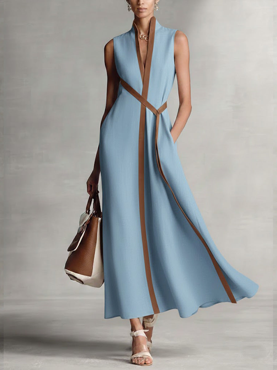 Bexley™ Vestido Maxi Envolvente de Mezcla de Lino Refinado