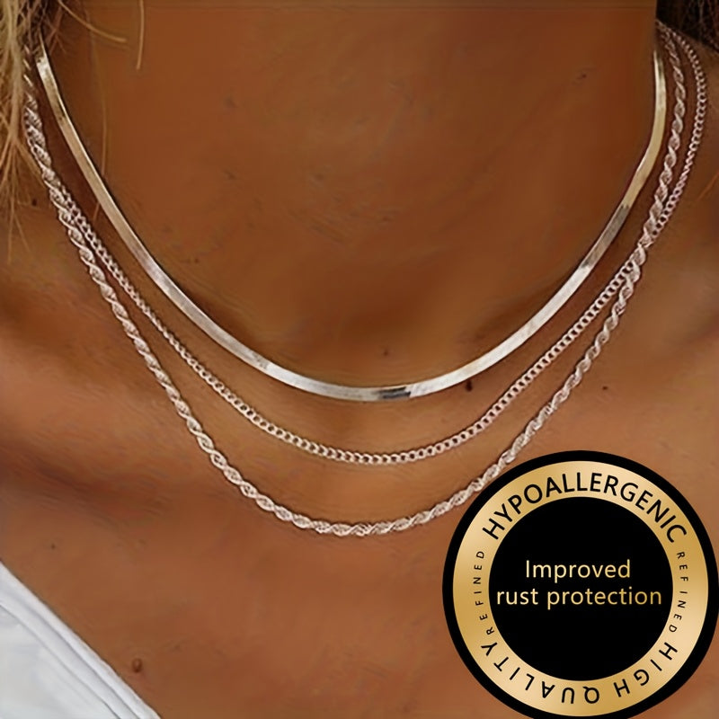 Winsley™ Collar Elegante de Tres Capas con Acabado Dorado