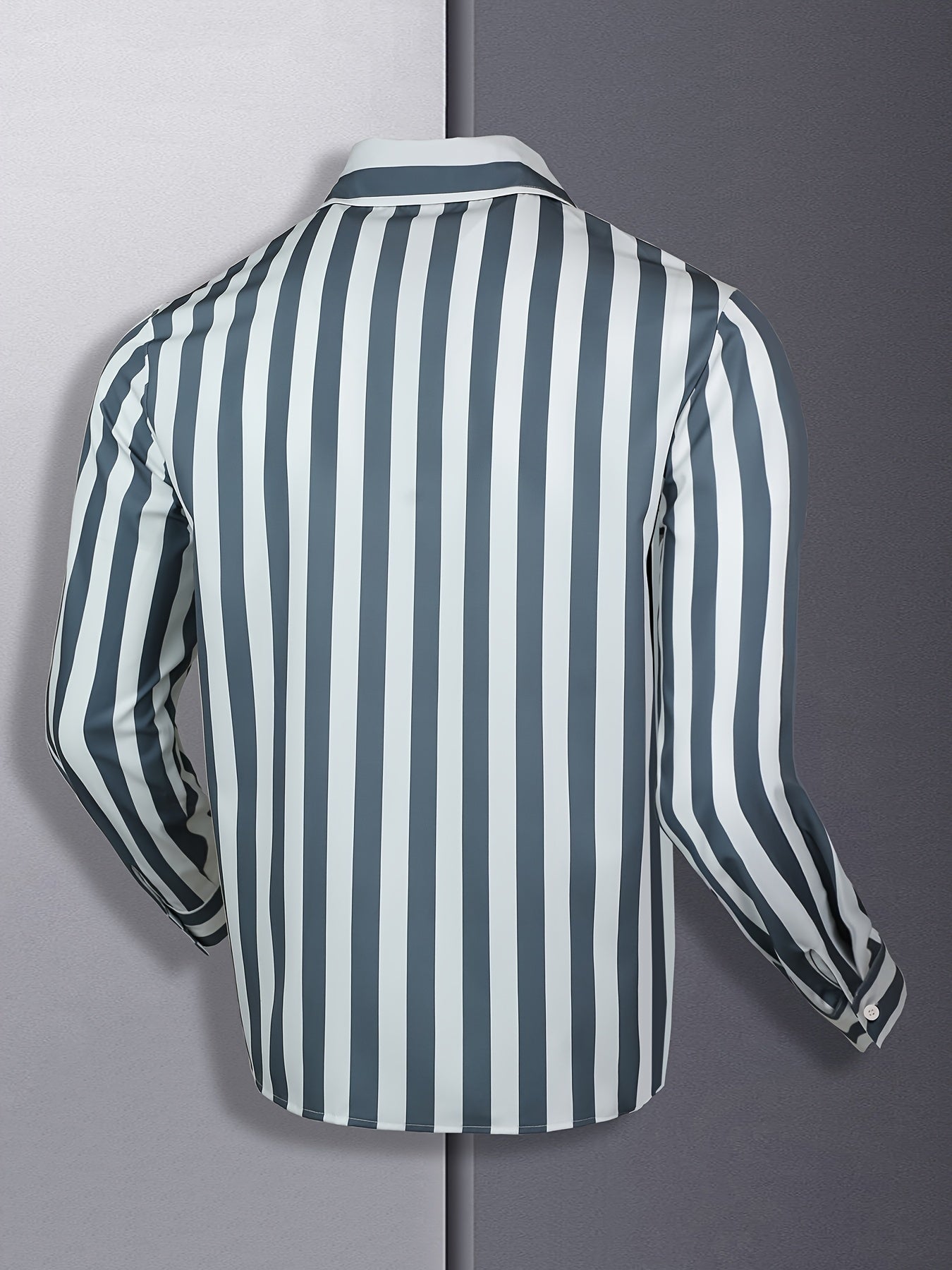 Kervik™ Camisa Tropical para Hombre de Manga Larga con Rayas y Cuello Clásico
