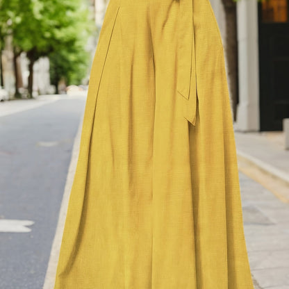 Valerie | Pantalón de Pierna Ancha con Cintura Alta y Lazo Elegante