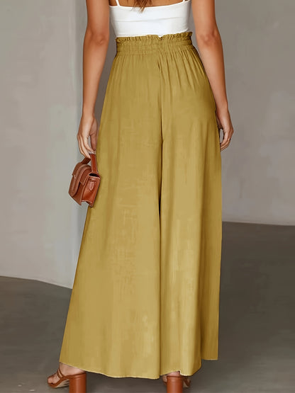 Corae™ Pantalones Sueltos de Pierna Ancha con Cintura Alta y Cordón