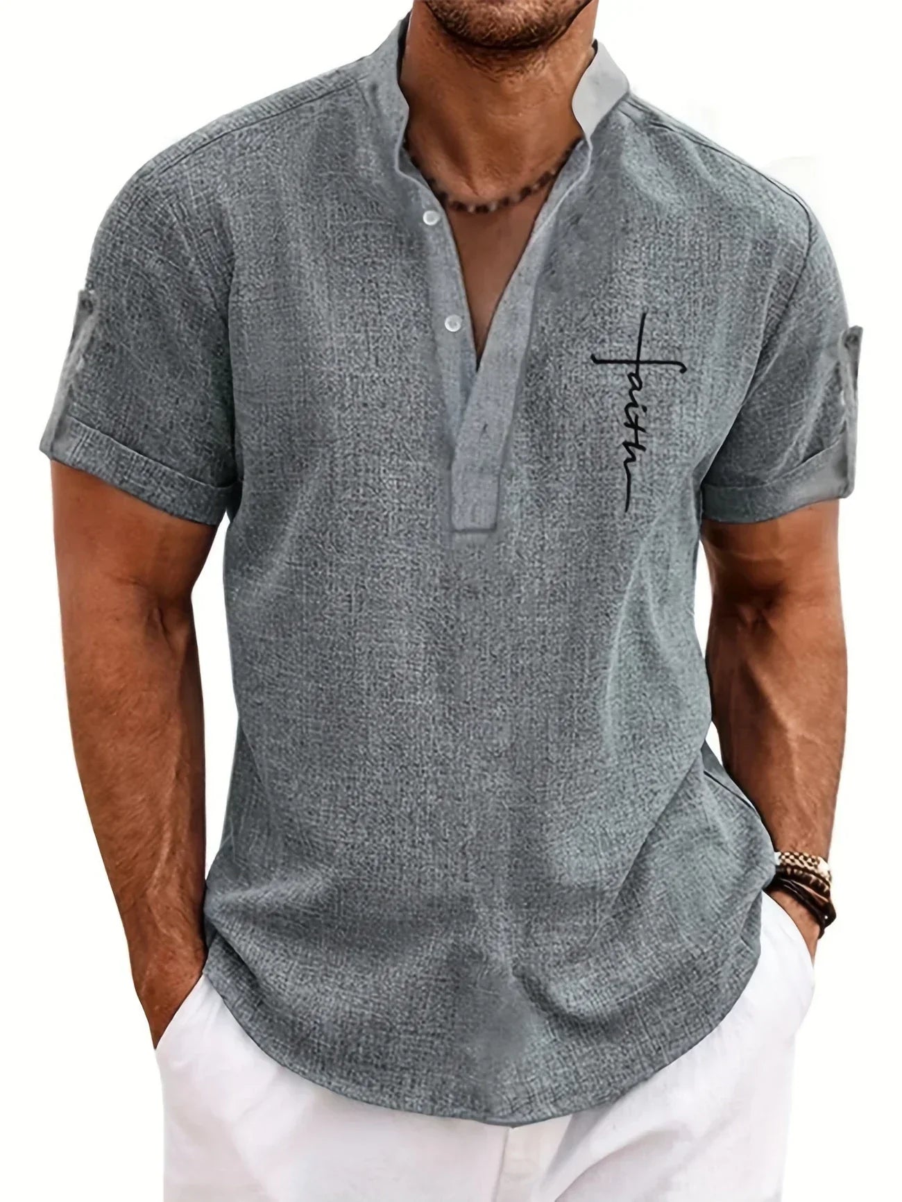 Hayes™ Camisa elegante de manga corta y cuello alto