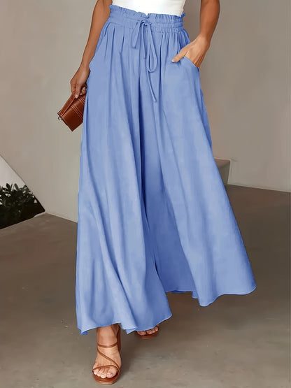 Corae™ Pantalones Sueltos de Pierna Ancha con Cintura Alta y Cordón