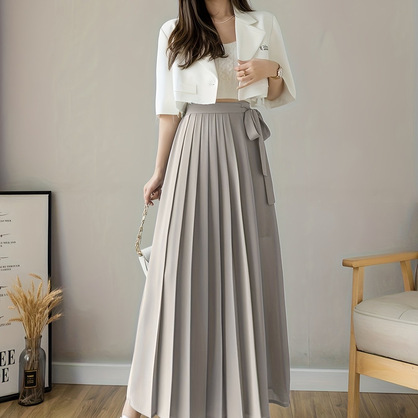 Caexine™ Pantalón de Pierna Ancha con Pliegues y Corte Elegante