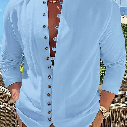 Haviron™ Camisa Retro para Hombre de Manga Larga y Corte Suelto