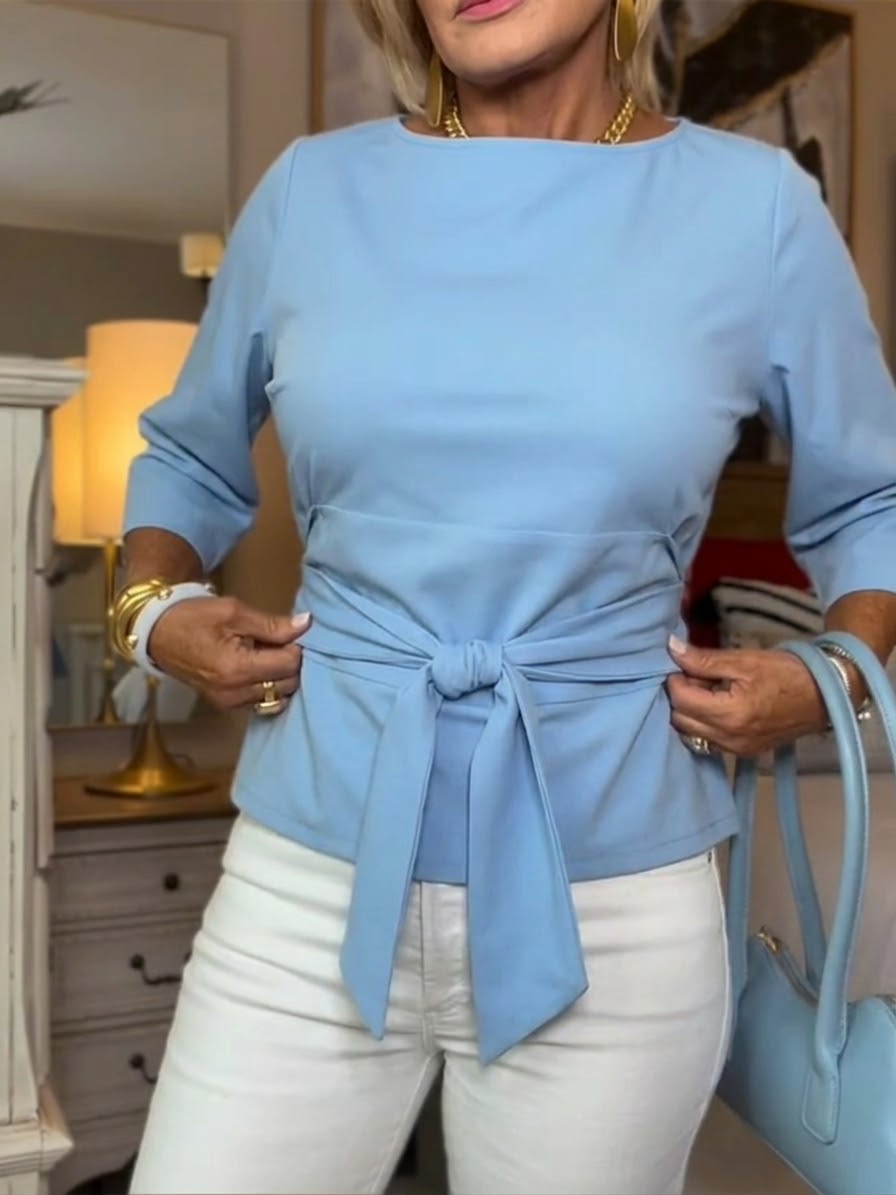 Darelle™ Blusa Suelta de Algodón para Mujer con Detalle de Amarre
