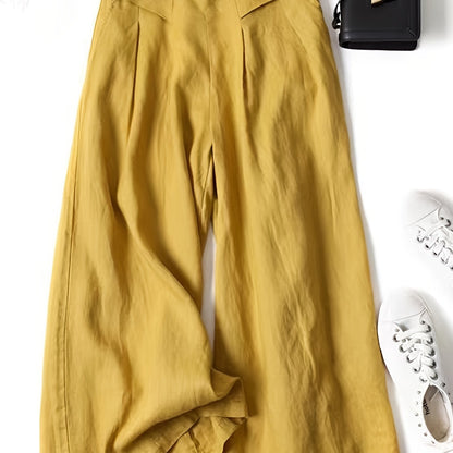 Brisae™ Pantalones de Lino de Pierna Ancha con Estilo Vintage