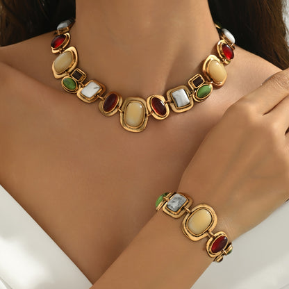 Graevis™ Set Bohemio de Collar y Pulsera con Diseño Étnico Multicolor