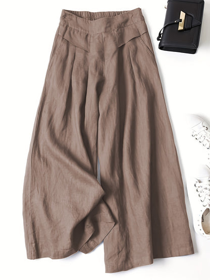 Brisae™ Pantalones de Lino de Pierna Ancha con Estilo Vintage