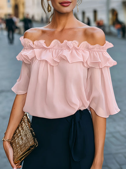 Bruvelle™ Blusa Elegante de Hombros Descubiertos con Manga Corta