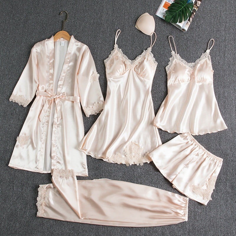 Rosmira™ Set Nocturno Seda Luminosa Cinco Piezas