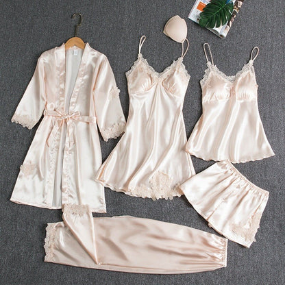 Rosmira™ Set Nocturno Seda Luminosa Cinco Piezas