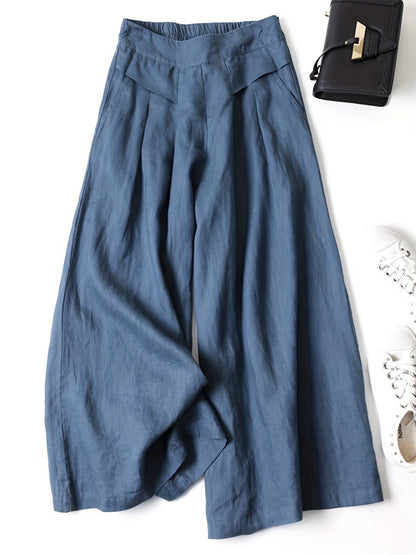 Brisae™ Pantalones de Lino de Pierna Ancha con Estilo Vintage