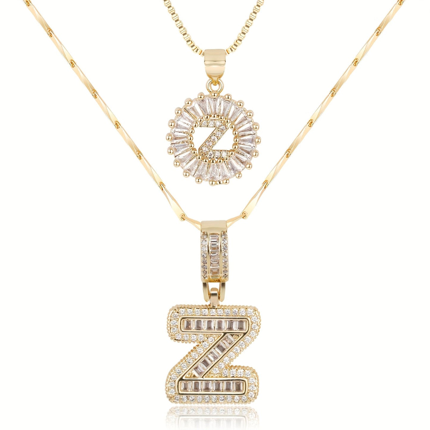 Primrose™ Collares Iniciales de Letra con Diamantes de 14k (2 piezas)