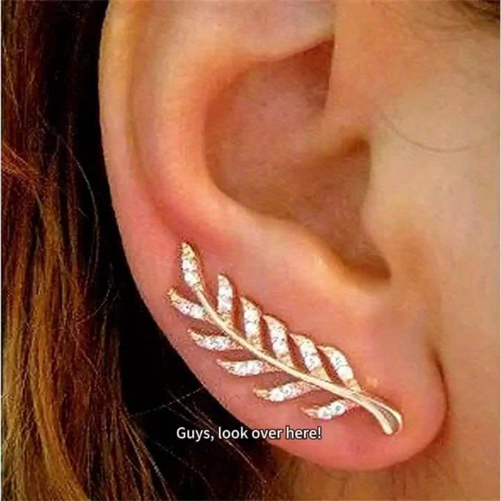 Hensleyra™ Aretes Elegantes de Hoja con Diseño Hueco y Acabado Dorado