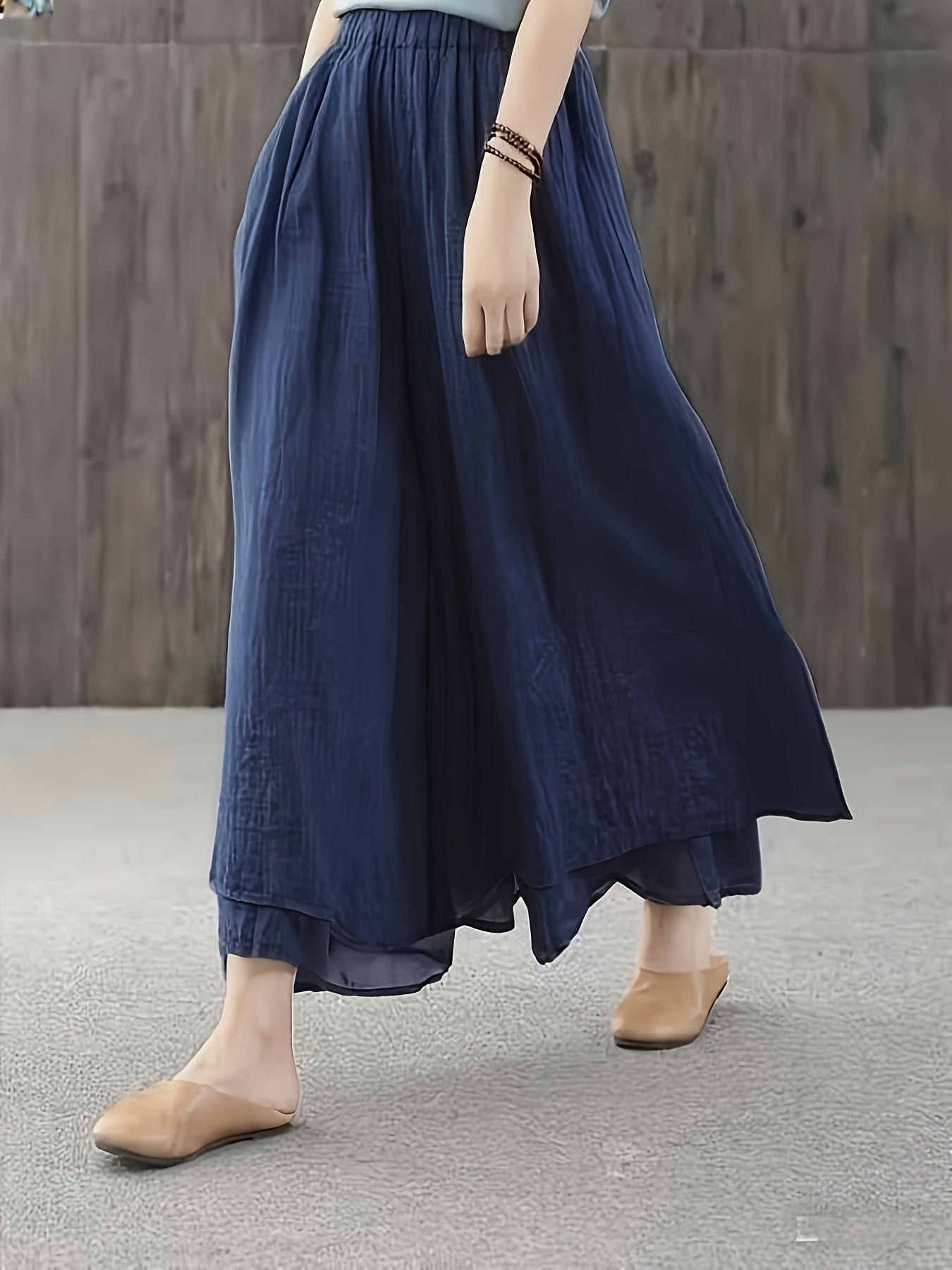Faith | Falda Pantalón de Chifón con Pliegues de Dos Capas