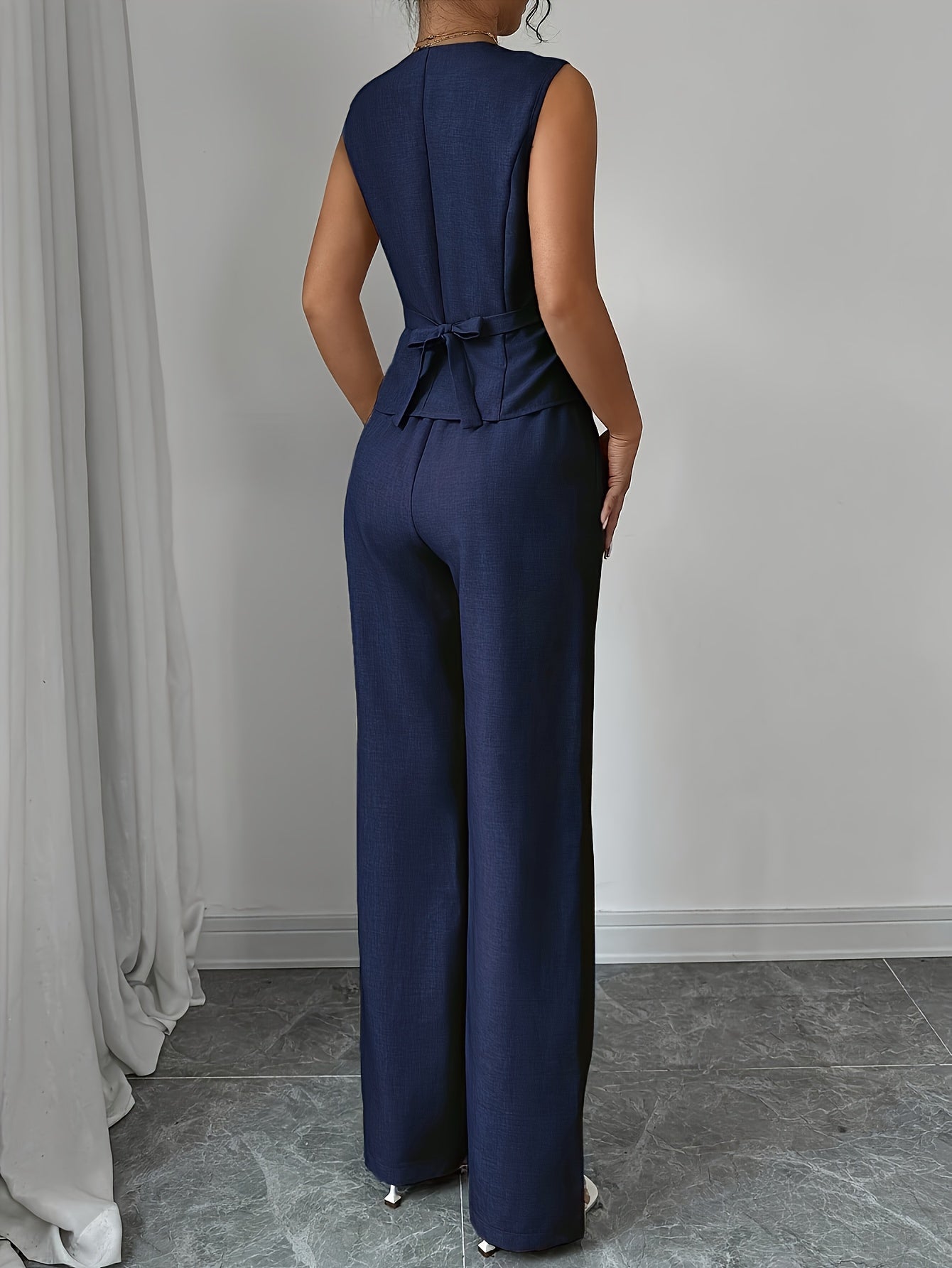 Malia™ Conjunto Elegante de Chaleco con Escote en V y Pantalón Recto