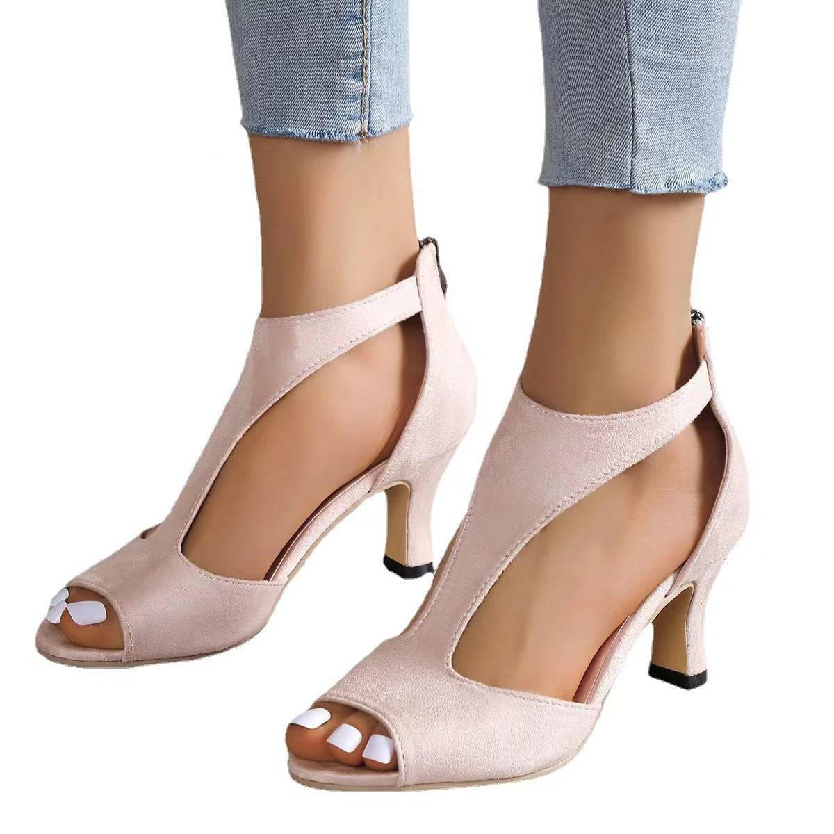Alouettea™ Tacones Corte Lateral Curvo Peep Toe