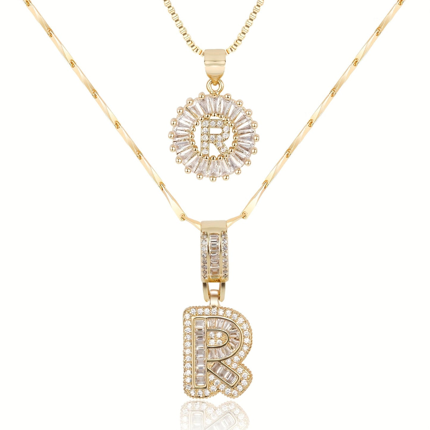 Primrose™ Collares Iniciales de Letra con Diamantes de 14k (2 piezas)