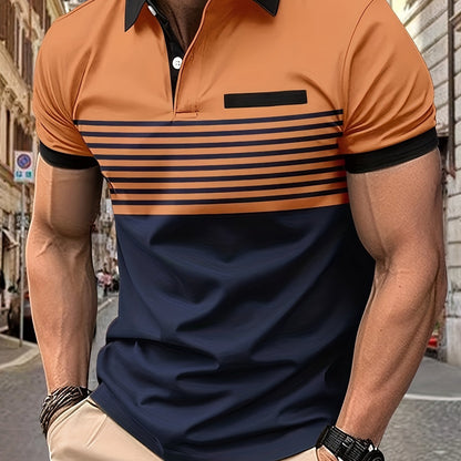 Korvexi™ Playera Casual para Hombre con Rayas Finas y Manga Corta