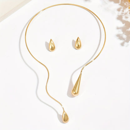 Taliah™ Set Elegante de Collar y Aretes con Diseño de Gota Asimétrica