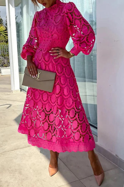 Bloom™ Vestido Midi de Fiesta con Mangas de Encaje