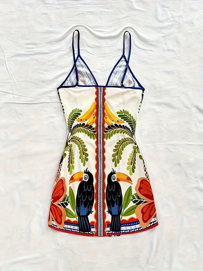 Dara™ Vestido Largo Tropical con Escote en V y Estampado Floral