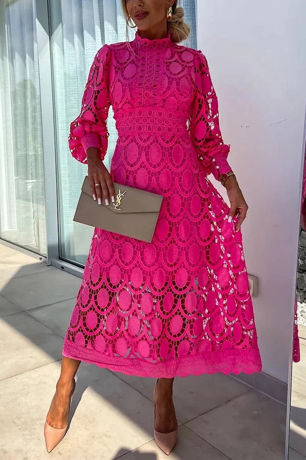 Bloom™ Vestido Midi de Fiesta con Mangas de Encaje