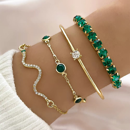 Orelissea™ Juego Pulseras Cristal Esmeralda Clásico