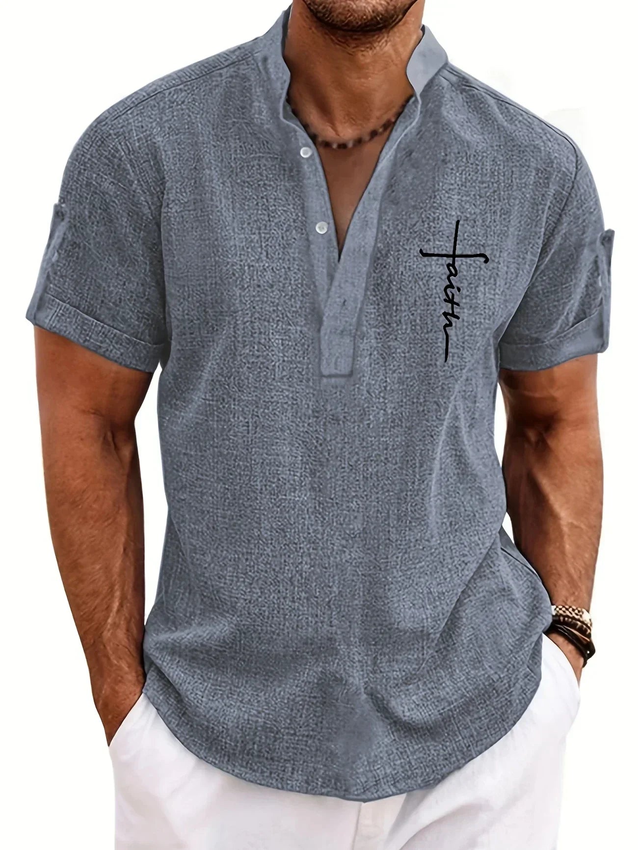 Hayes™ Camisa elegante de manga corta y cuello alto