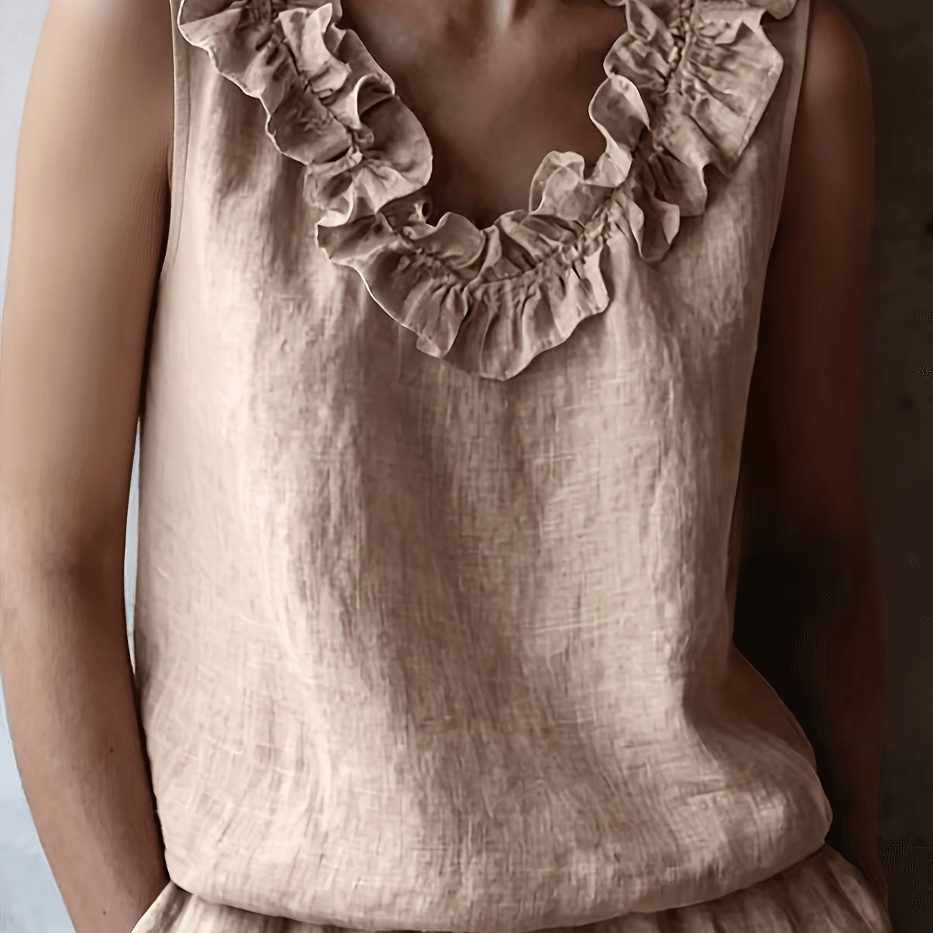 Katherine | Camisa Sin Mangas con Volantes de Corte Suelto para Primavera/Verano
