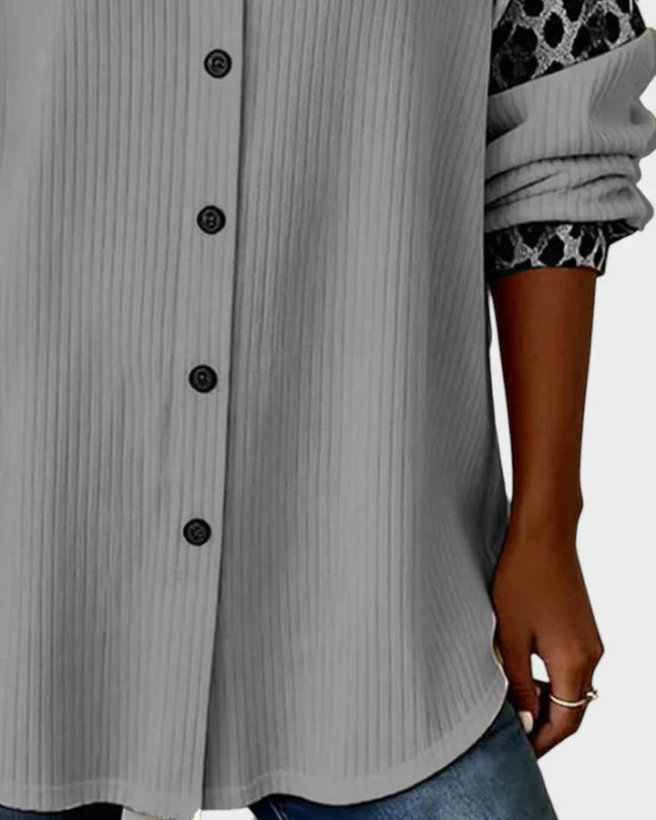 Serenova™ Blusa Relajada con Detalles Contrastantes