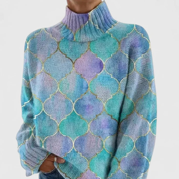 Celiora™ Suéter artístico de tejido multicolor