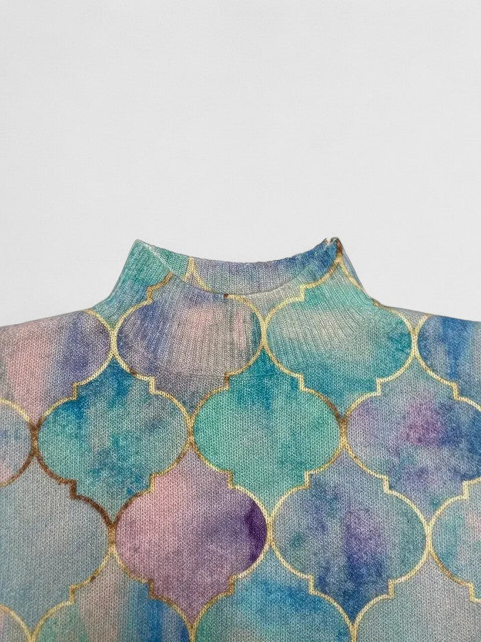 Celiora™ Suéter artístico de tejido multicolor
