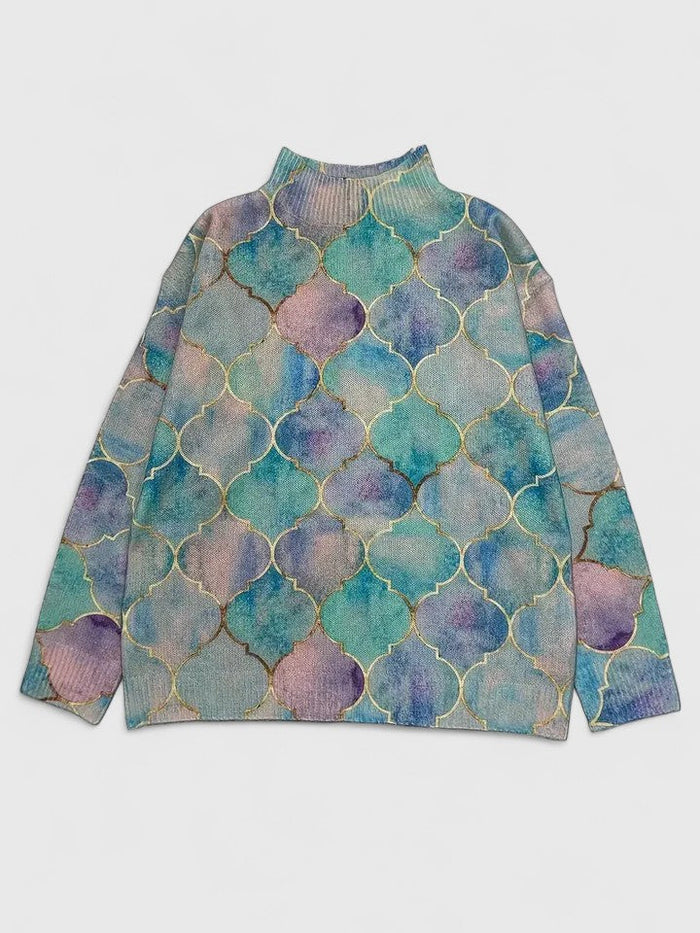Celiora™ Suéter artístico de tejido multicolor