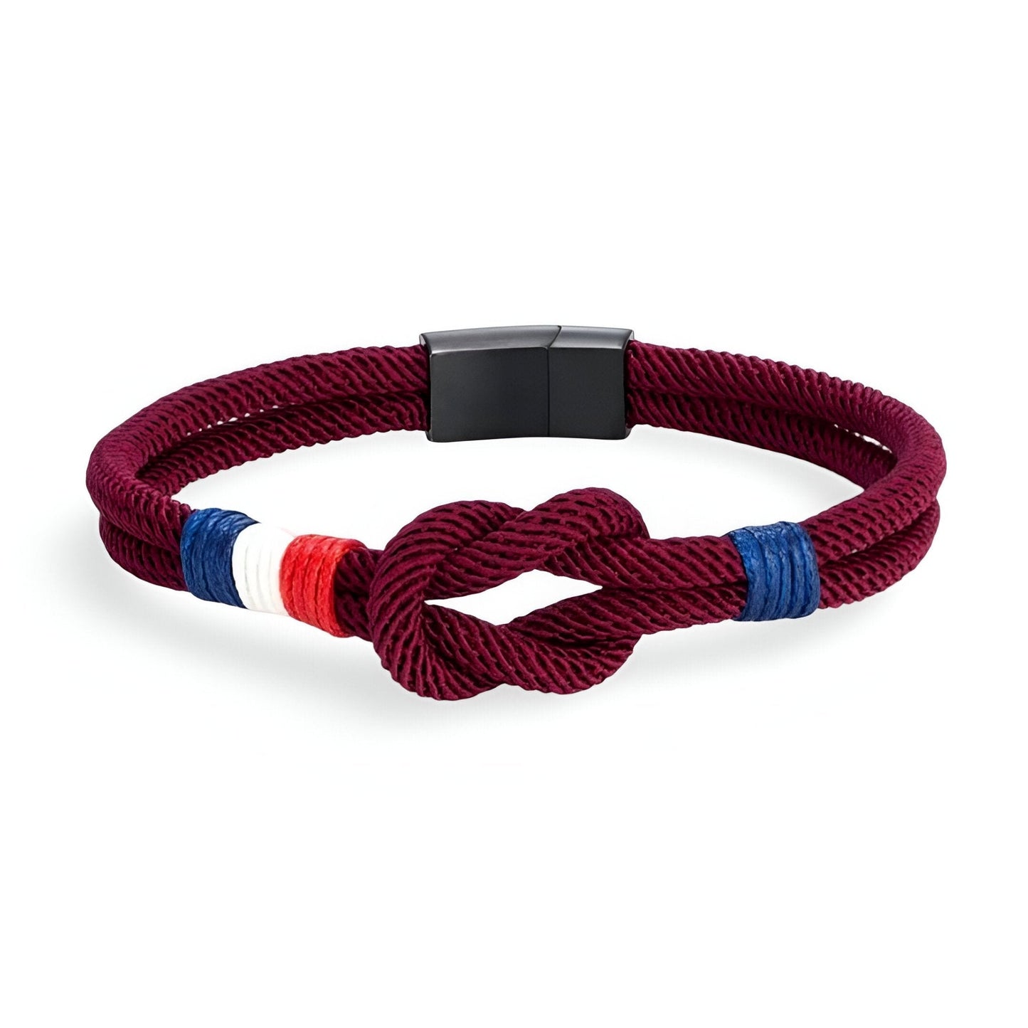 Porter™ Pulsera de Cordón con Nudo y Detalle de Bandera Francesa Ajustable