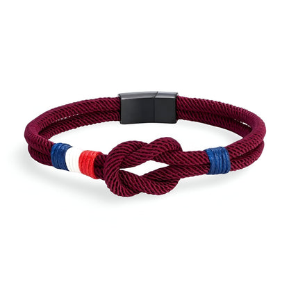 Porter™ Pulsera de Cordón con Nudo y Detalle de Bandera Francesa Ajustable