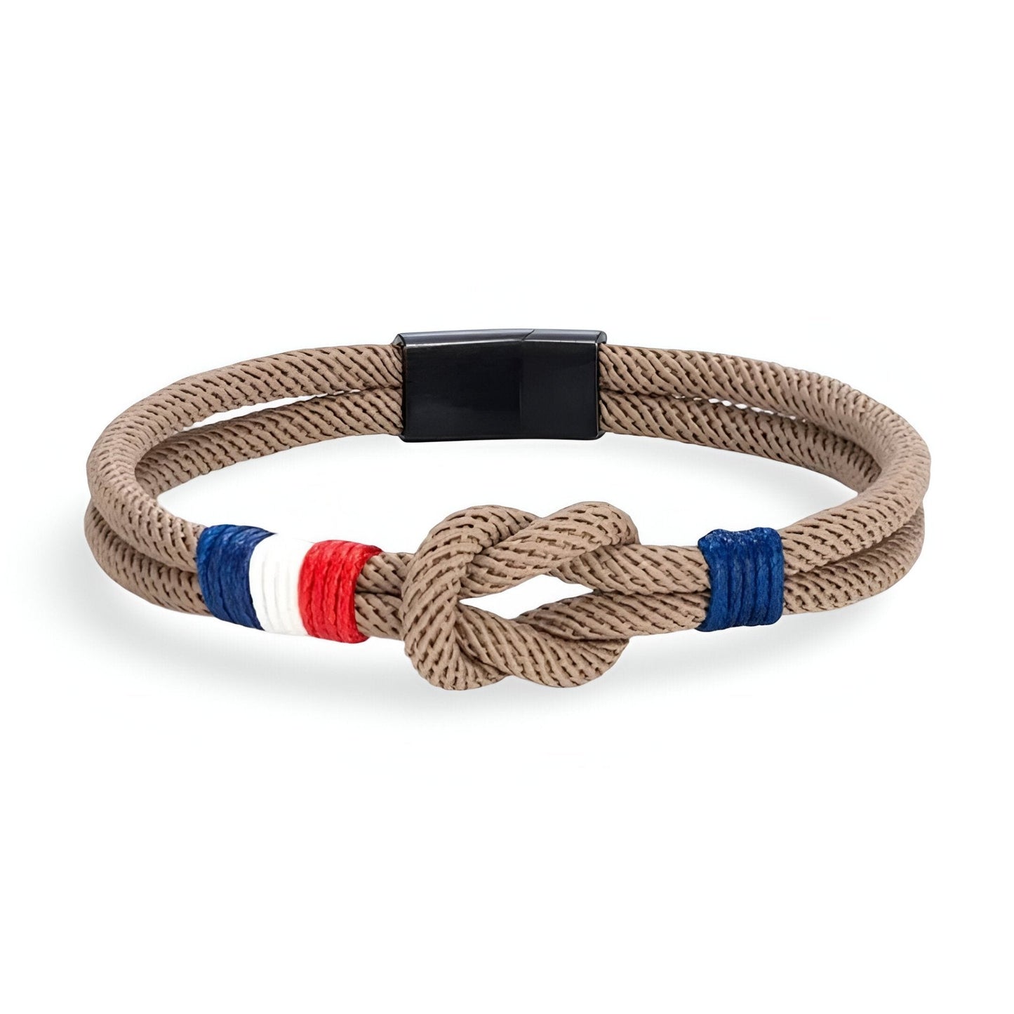 Porter™ Pulsera de Cordón con Nudo y Detalle de Bandera Francesa Ajustable