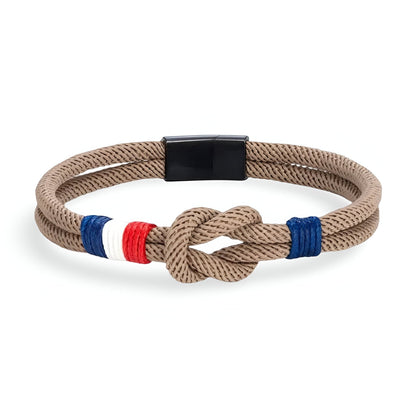 Porter™ Pulsera de Cordón con Nudo y Detalle de Bandera Francesa Ajustable