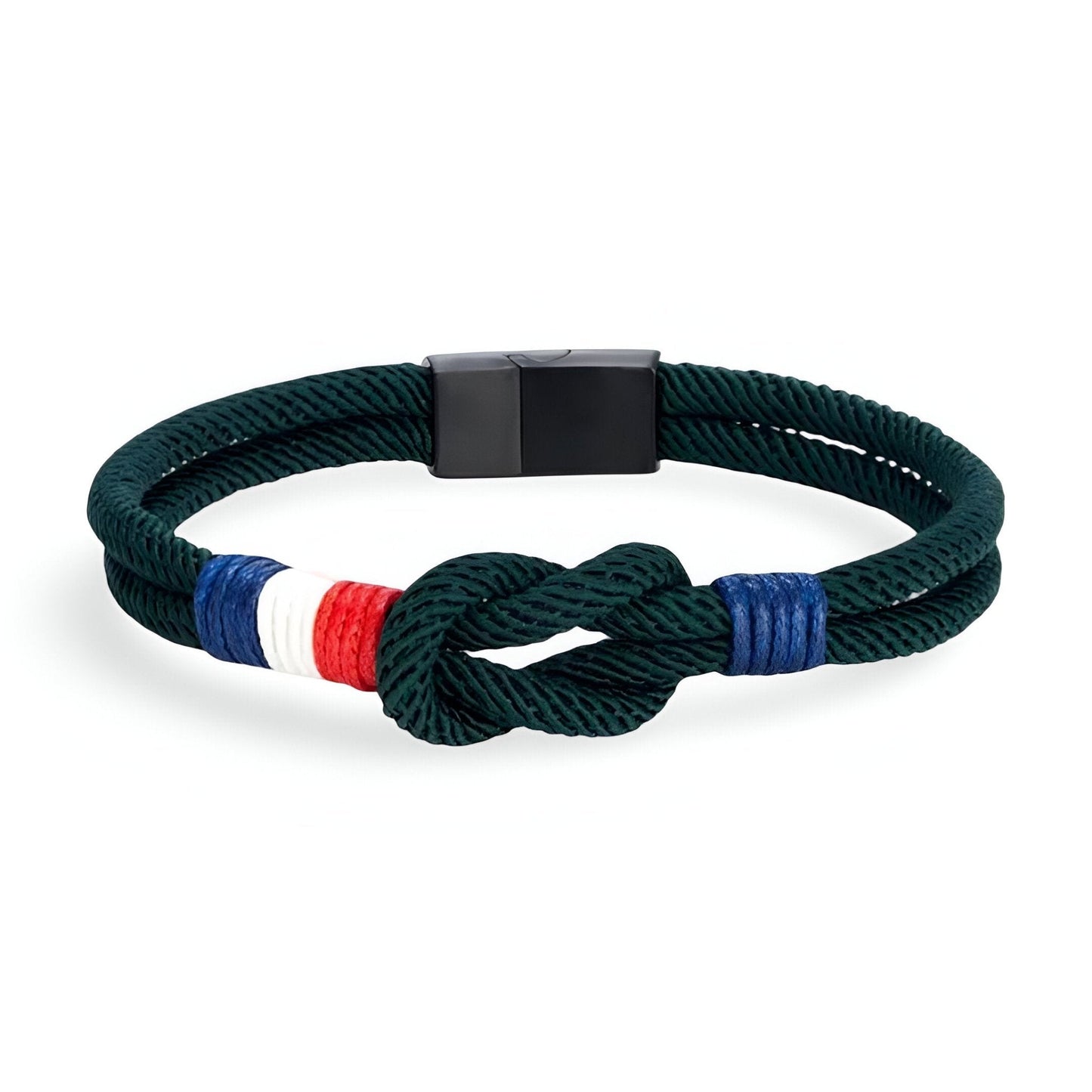 Porter™ Pulsera de Cordón con Nudo y Detalle de Bandera Francesa Ajustable