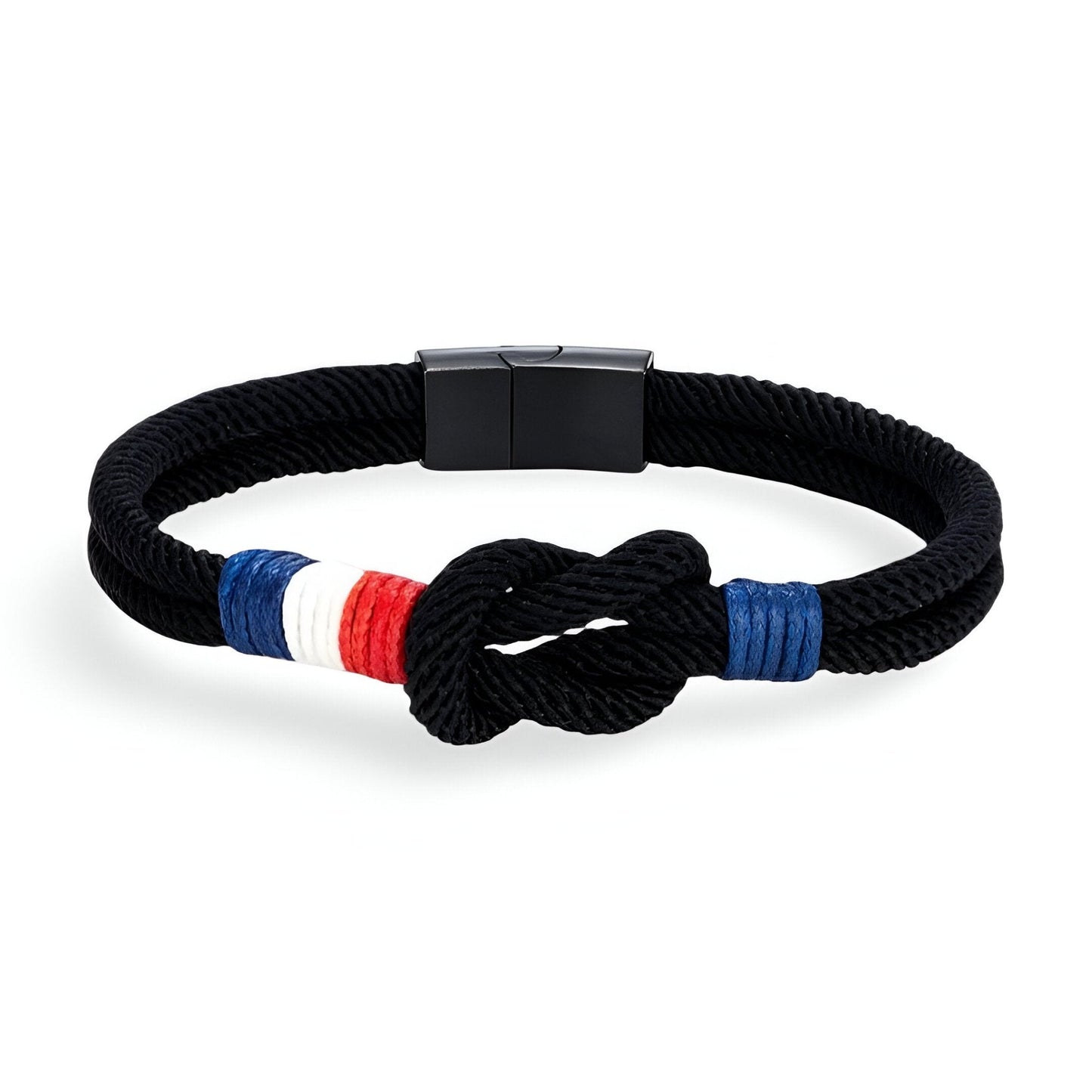 Porter™ Pulsera de Cordón con Nudo y Detalle de Bandera Francesa Ajustable