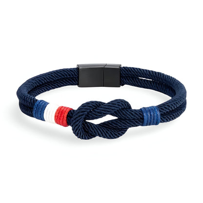Porter™ Pulsera de Cordón con Nudo y Detalle de Bandera Francesa Ajustable