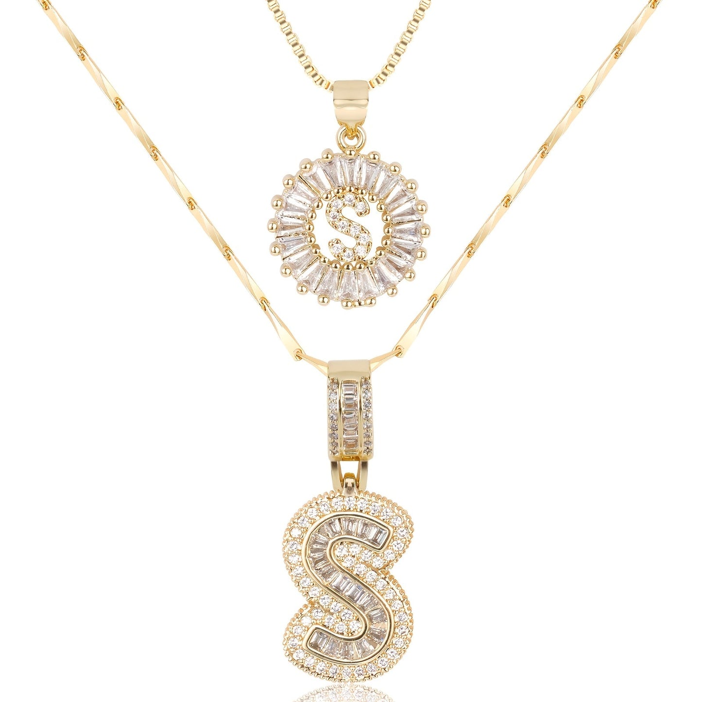 Primrose™ Collares Iniciales de Letra con Diamantes de 14k (2 piezas)