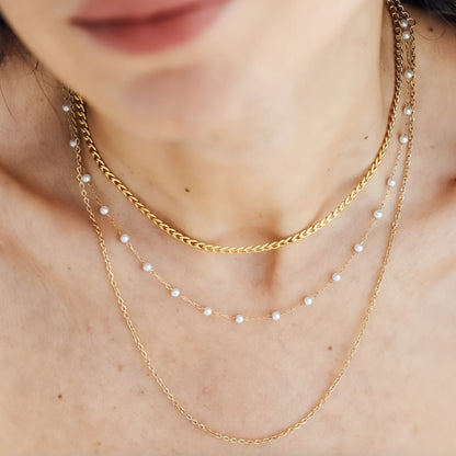 Winsley™ Collar Elegante de Tres Capas con Acabado Dorado