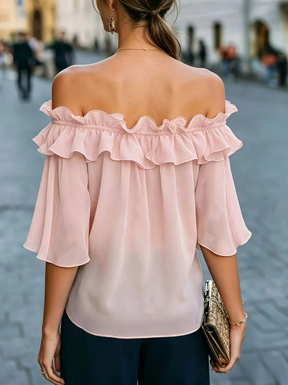 Bruvelle™ Blusa Elegante de Hombros Descubiertos con Manga Corta