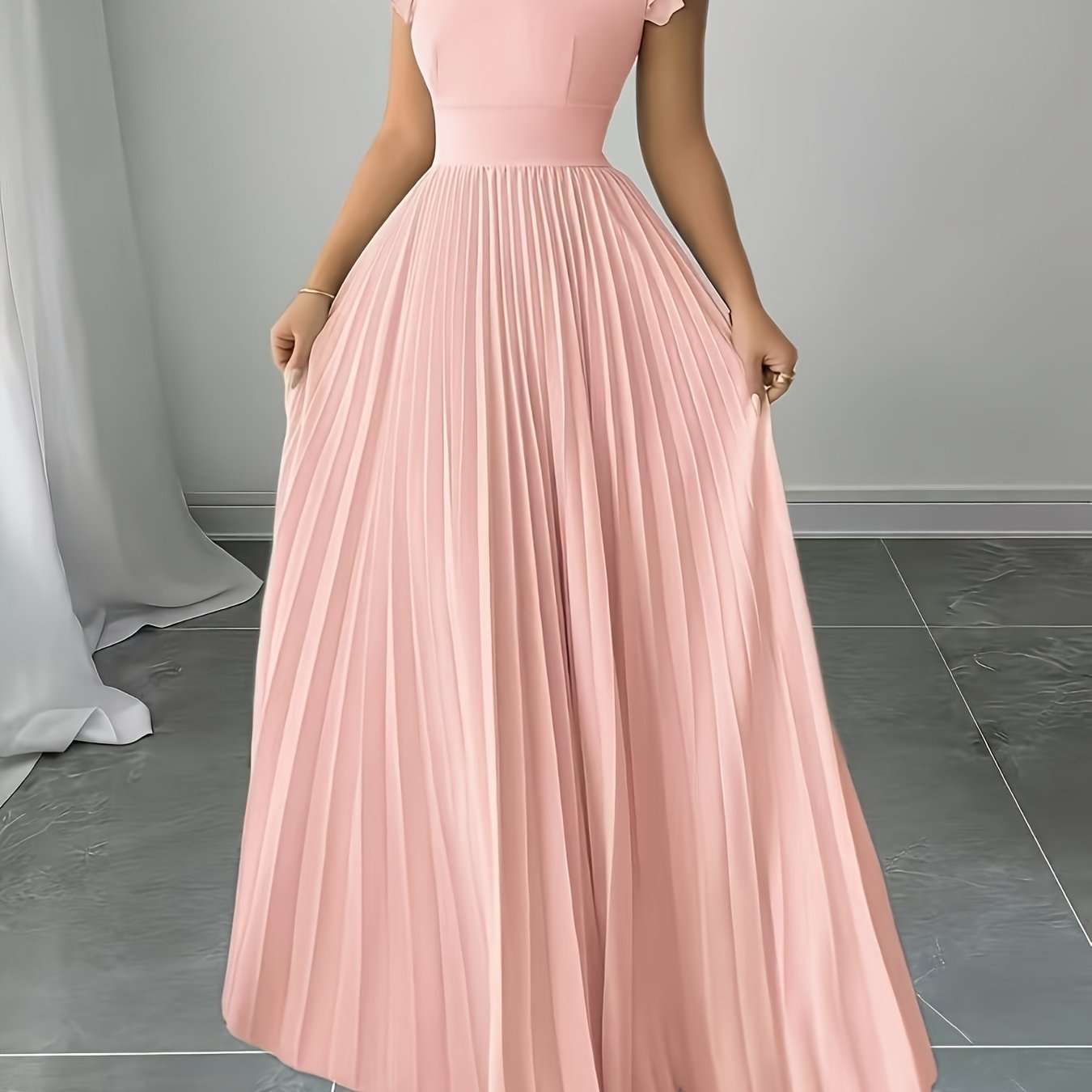 Oxeris | Vestido Largo Floral con Pliegues y Elegancia Atemporal