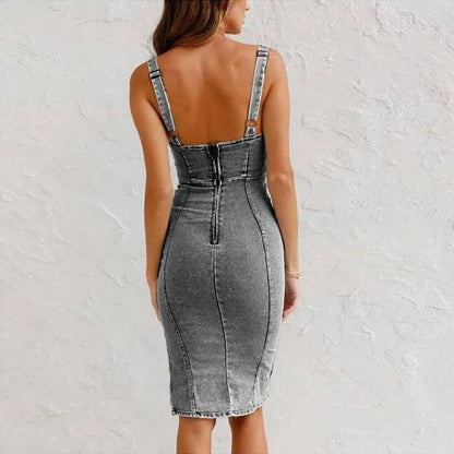 Delira™ Vestido de Mezclilla Ajustado para Mujer con Cinturón Ajustable